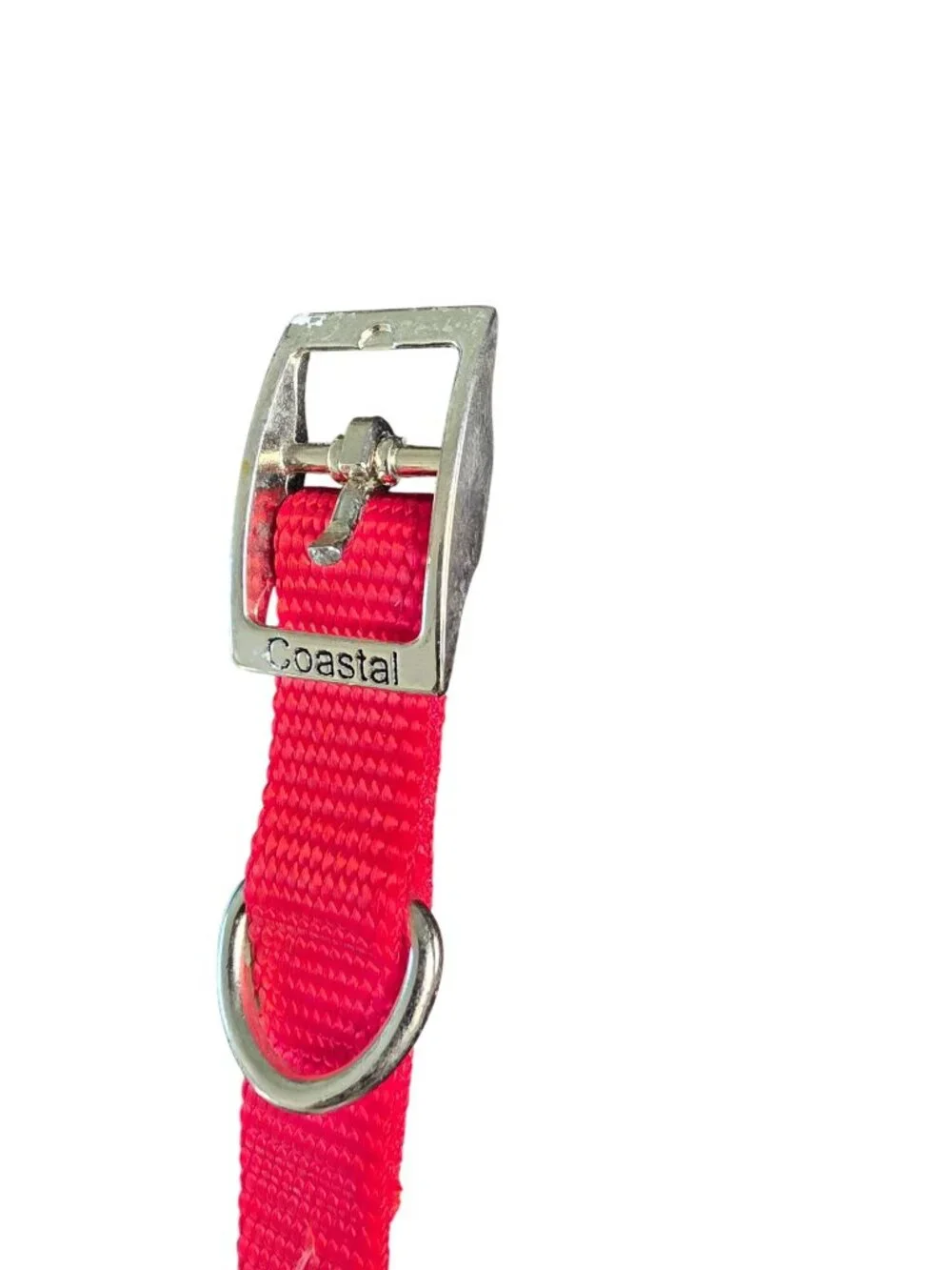Coastal Red Nylon Dog Collar With Metal Buckle & D-Ring 20